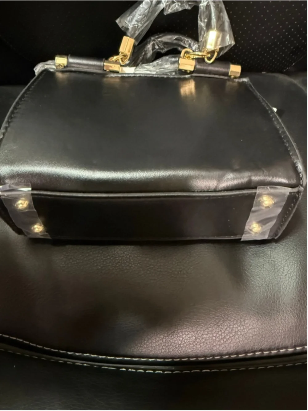 bebe Black Nola Mini Satchel Crossbody with Gold Hardware